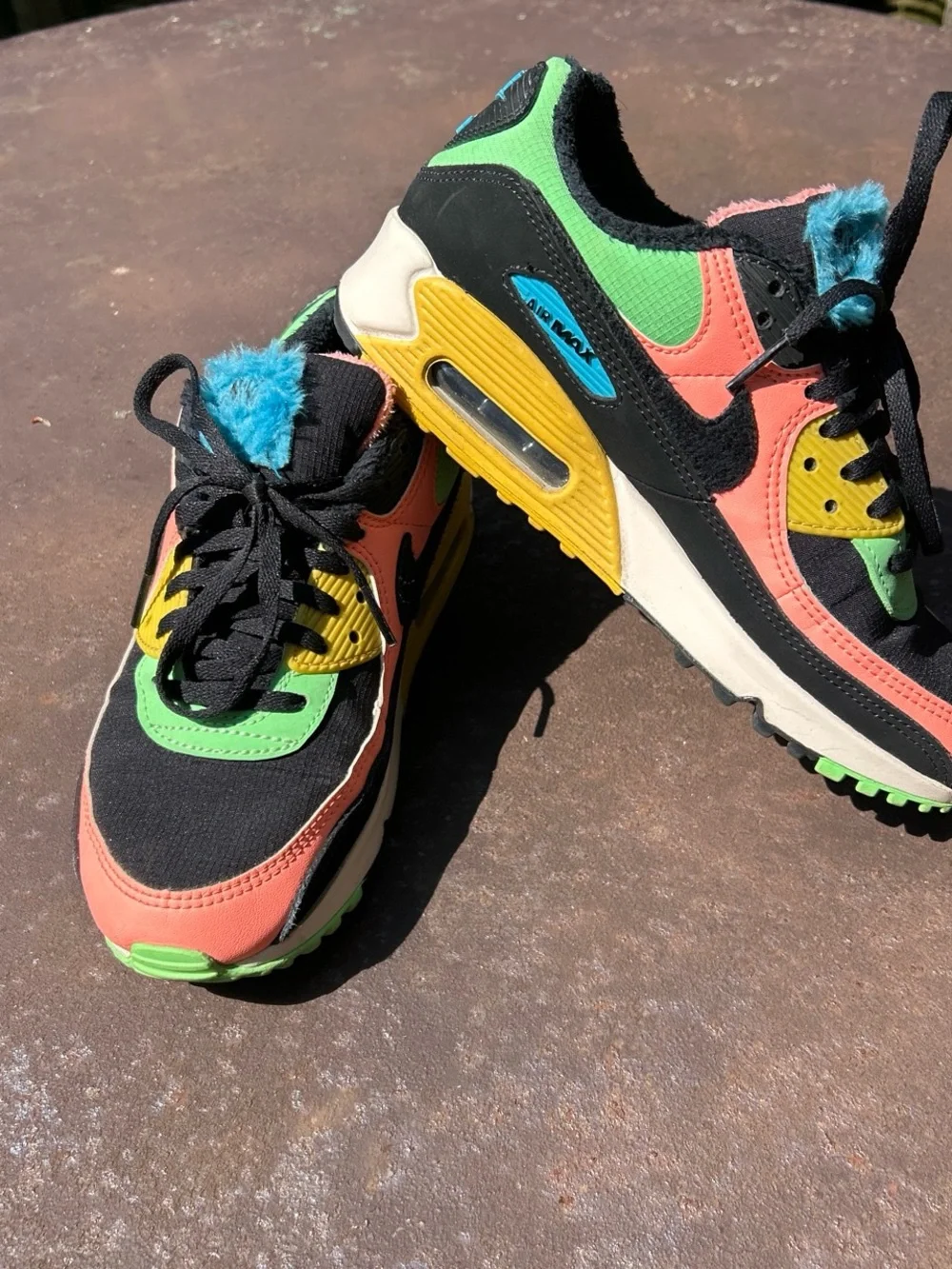 Nike Air Max 90 Multicolor Sneakers Black Pink Green Yellow Blue